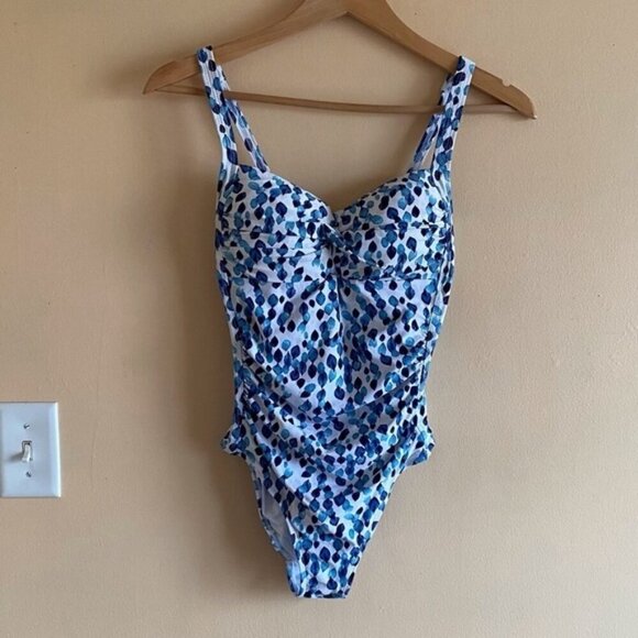 Nip Tuck Petal Plunge Joanne One Piece Swimsuit US 6 Sweetheart Neck Ruched Side - Picture 2 of 16